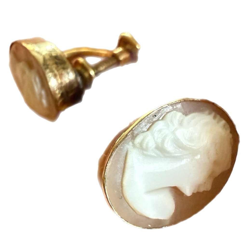 VINTAGE 12K.CAMEO EARRINGS
